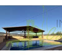 Piscina con terraza y porche